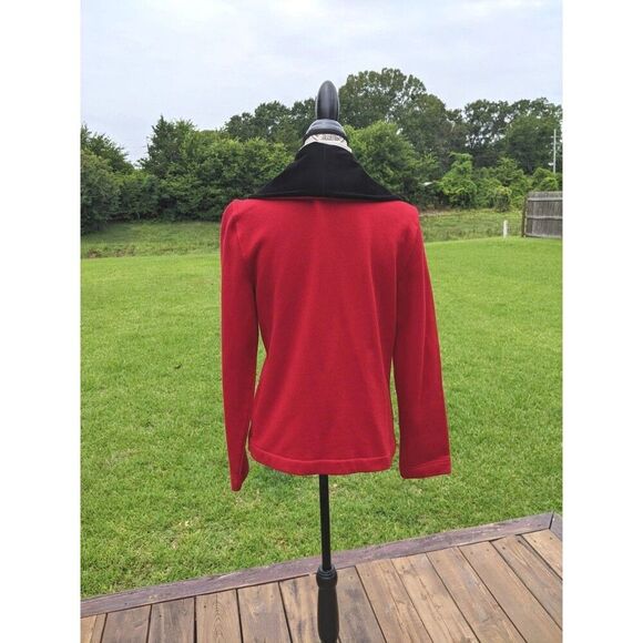LAUREN RALPH LAUREN Red Jacket Velour Shawl Collar Toggle Closure L - Picture 2 of 12
